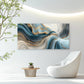 Abstract Geode Waves Blue Wall Art Canvas Office Home Room Framed 80x45cm