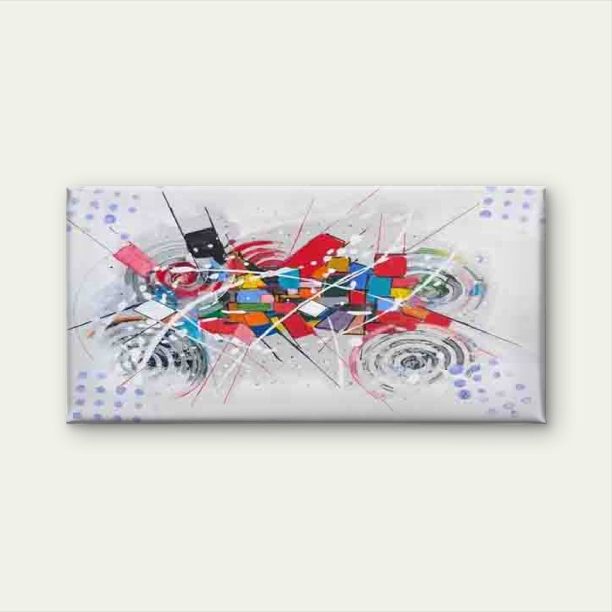 Colorful Abstract Geometric Wall Art Canvas Office Home Room Framed 120x60cm