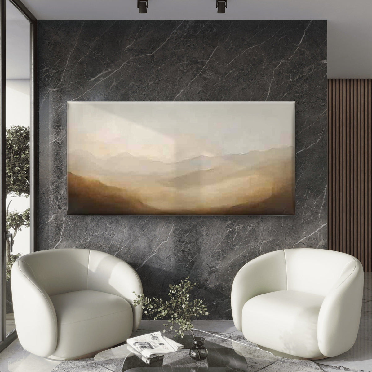 Vintage Abstract Landscape Wall Art Canvas Office Home Room Framed 120x60cm