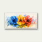Vibrant Watercolor Floral Trio Blue Yellow Red Blossoms Wall Art Canvas Office Home Room Framed 120x60cm