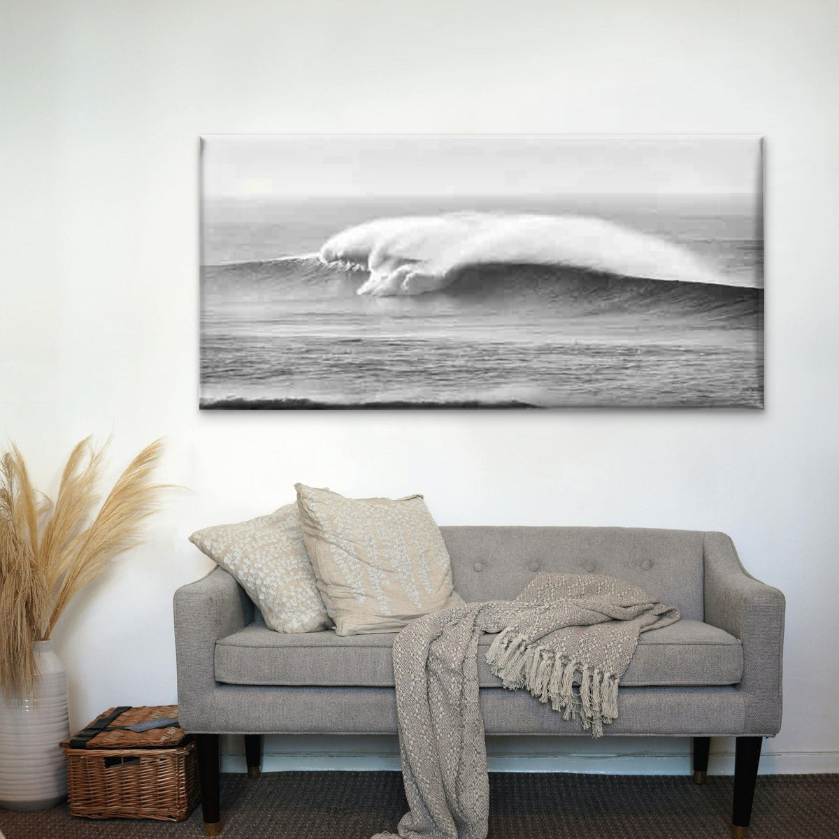 Black ,White Ocean Photography Wall Art Canvas Office Home Room Framed 120x60cm