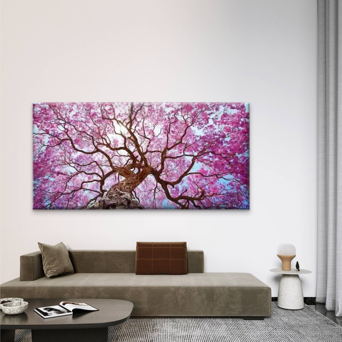 Pink Cherry Blossom Tree View Wall Art Canvas Office Home Room Framed 120x60cm