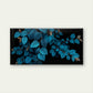 Dark Moody Blue Teal Leaves Foliage Wall Art Canvas Office Home Framed 80x45cm