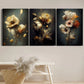 3pcs Vintage Botanical Dried Flower Abstract Bouquet Metal Print Ready to Hang Art