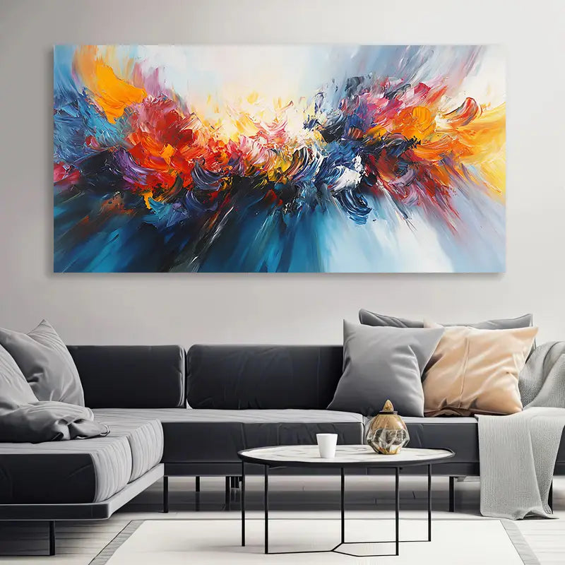Vibrant Colorful Paint Splatter Wall Art wall canvas office home room framed 120x60cm