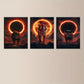 3pcs Majestic Animals Painting Pig and Tiger Fire Ring Metal Print Ready to Hang Art