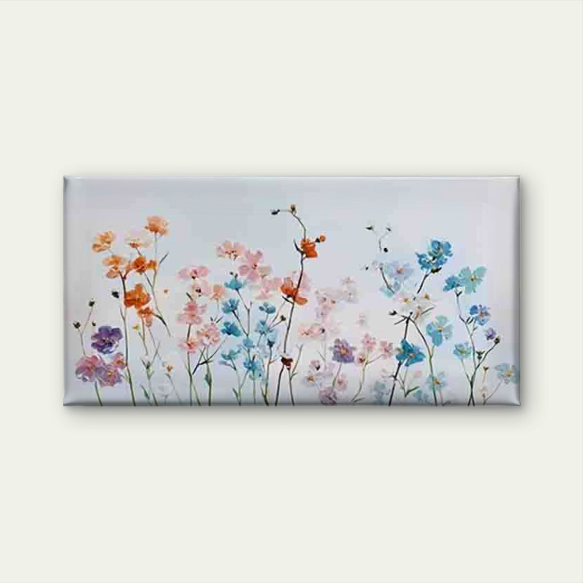 Featuring Delicate Wildflowers Wall Art Canvas Office Home Room Framed 80x45cm