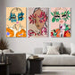 3pcs Abstract Flower Eyewear Contemporary Fashion Metal Print Ready to Hang Art