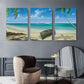 3pcs Tropical Seascape with Sand and Weathered Boat Metal Print Ready to Hang Art
