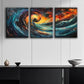 3pcs Swirling Vortex of Colors Metal Print Ready to Hang Art