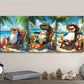 3pcs Penguins on Holiday Metal Print Ready to Hang Art