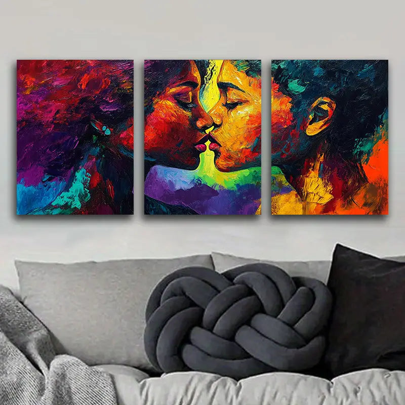 3pcs Abstract Two Women Painting Metal Print Ready to Hang Art