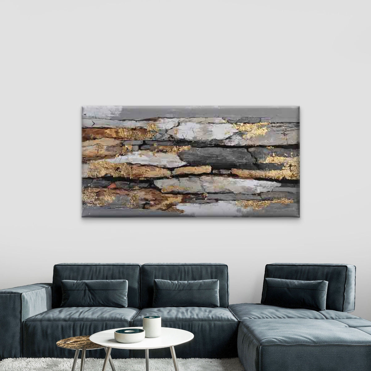 Abstract Painting of Cracked Wall Art Canvas Office Home Room Framed 120x60cm