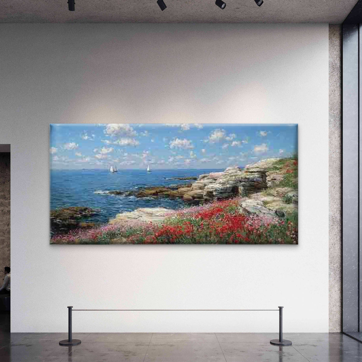 Minimalist Ocean Landscape Wall Art Canvas Office Home Room Framed 120x60cm