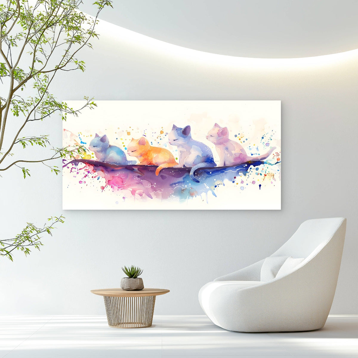 Colorful Dreams of Kittens Wall Art Canvas Office Home Room Framed 120x60cm