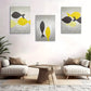 3pcs Geometric Fish Pattern Black and Yellow Metal Print Ready to Hang Art