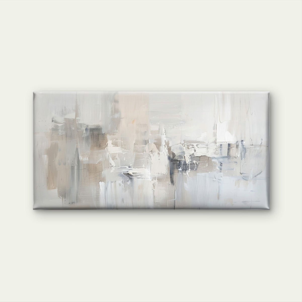 Modern Neutral Beige Gray Abstract Wall Art Canvas Office Home Framed 80x45cm