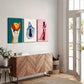 3pcs Ink Animal Cat Vibrant Design Abstract Metal Print Ready to Hang Art
