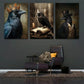 3pcs Elegant Black Bird Portraits with Vintage Fashion Metal Print Ready to Hang Art