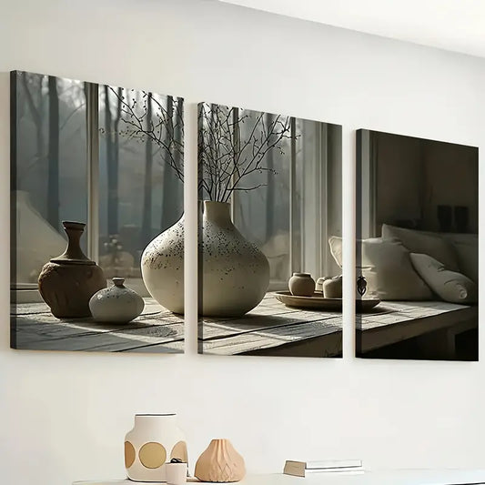3pcs Ready to Hanging Art Natural Landscape Potted Art Wall Art Set Canvas Framed 40x60cm - High Quality Print 100% Australian Made Wall Canvas Ready to Hang