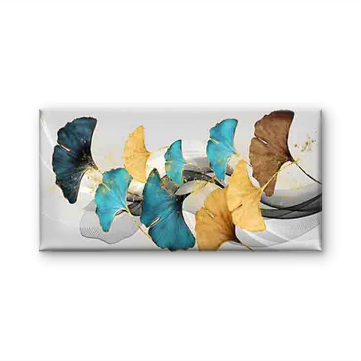 A Vibrant Ginkgo Leaf Pattern Wall Art Canvas Office Home Room Framed 120x60cm
