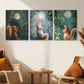 3pcs Whimsical Squirrel Moonlight Forest Metal Print Ready to Hang Art