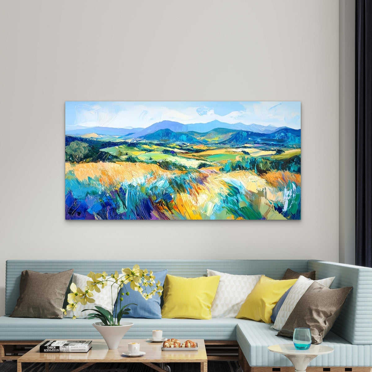Abstract Landscape Mountain Wall Art Canvas Office Home Room Framed 120x60cm