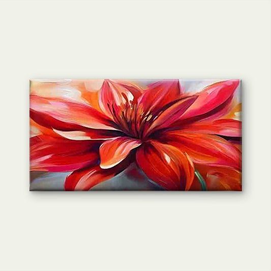 Red Floral Minimalist Nordic Wall Art Canvas Office Home Room Framed 80x45cm