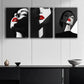 3pcs Elegant Woman in Red Lipstick Metal Print Ready to Hang Art