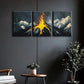 3pcs A painting of the top of a mountain Metal Print Ready to Hang Art