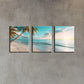 3pcs Clear Sky Beach Sunset Stunning Metal Print Ready to Hang Art