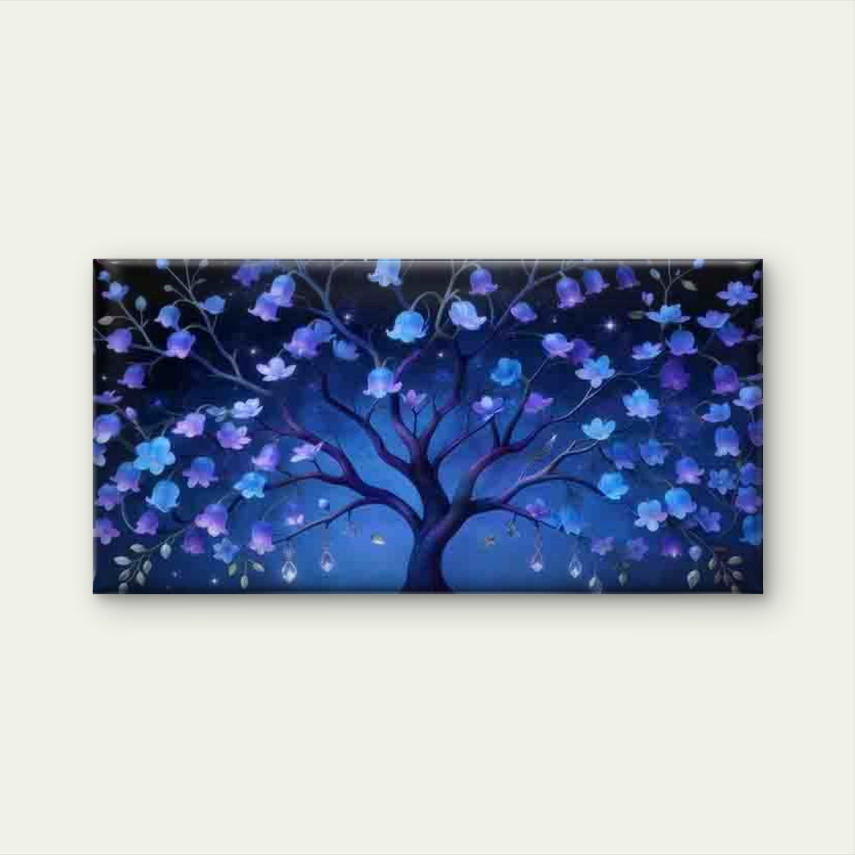Dreamy Blue And Purple Blossom Wall Art Canvas Office Home Room Framed 120x60cm