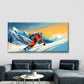 Retro Abstract Skier Painting Wall Art Canvas Office Home Room Framed 80x45cm