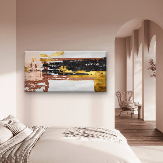 Black Gold Rust Abstract Wall Art Canvas Office Home Room Framed 80x45cm
