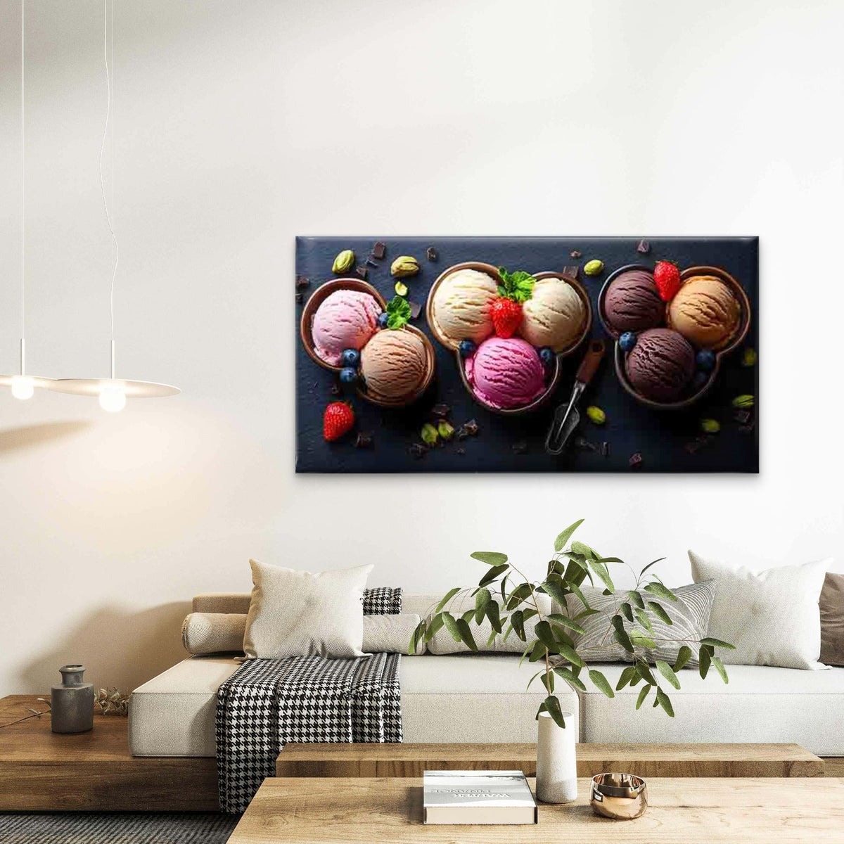 Ice Cream in Mickey Mouse Bowl Wall Art Canvas Office Home Room Framed 120x60cm