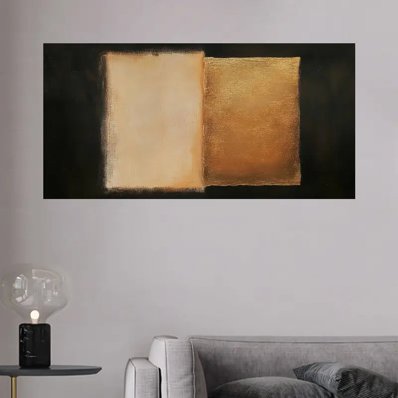 Two-Tone Design with Golden Accents Wall Art wall canvas office home room framed 120x60cm