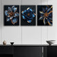 3pcs Blue And Golden Flower Metal Print Ready to Hang Art