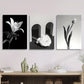 3pcs Black and White Botanical Bouquet Classic Design Metal Print Ready to Hang Art