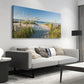 Coastal Reeds Nature Seascape Wall Art canvas office home room framed 120x60cm