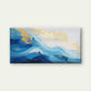 Deep Ocean Gold Swirls Wall Art Canvas Office Home Room Framed 120x60cm