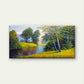 Birch Tree River Nature Oil Painting Wall Art Canvas Office Home Framed 80x45cm