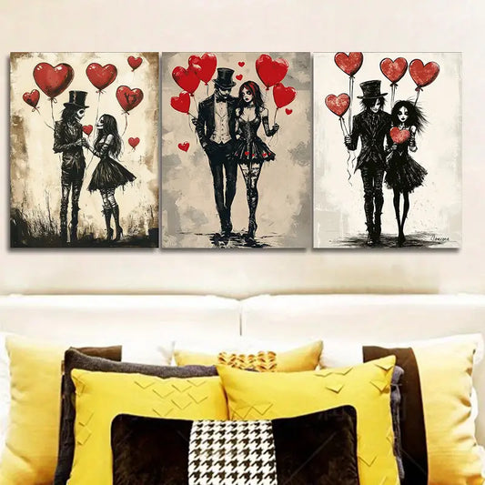 3pcs Gothic Zombie Couples Theme Metal Print Ready to Hang Art