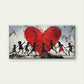 Silhouette Heart with Red Accen Wall Art Canvas Office Home Room Framed 80x45cm