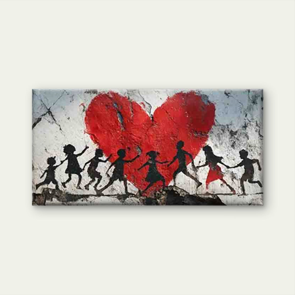 Silhouette Heart with Red Accen Wall Art Canvas Office Home Room Framed 80x45cm