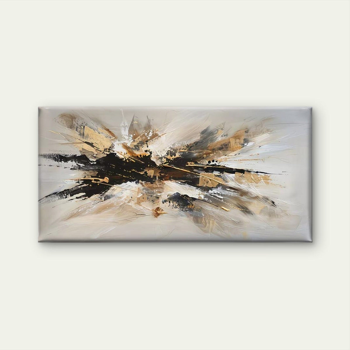 Abstract Design in Golden Wall Art Canvas Office Home Room Framed 120x60cm