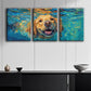 3pcs Swimming Puppy Metal Print Ready to Hang Art