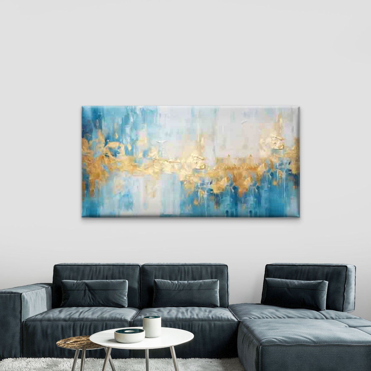 Abstract with Golden Leaf Accen Wall Art Canvas Office Home Room Framed 120x60cm