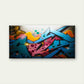 Vibrant Graffiti Art Wall Art Canvas Office Home Room Framed 80x45cm