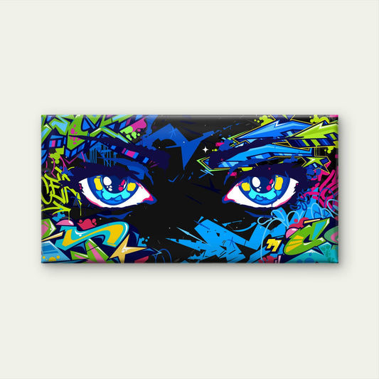 Urban Graffiti Eyes Abstract Colorful Wall Art Canvas Office Home Framed 80x45
