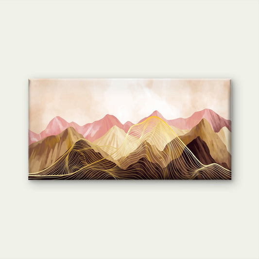 Pink Gold Abstract Mountain Wall Art Canvas Office Home Room Framed 80x45cm